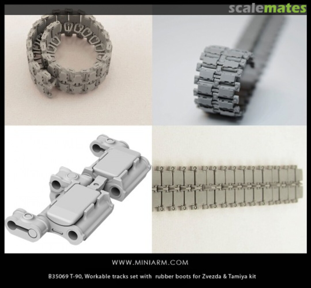 Boxart T-90 Workable Tracks Set with Rubber Boots (for Zvezda & Tamiya) B35069 Miniarm