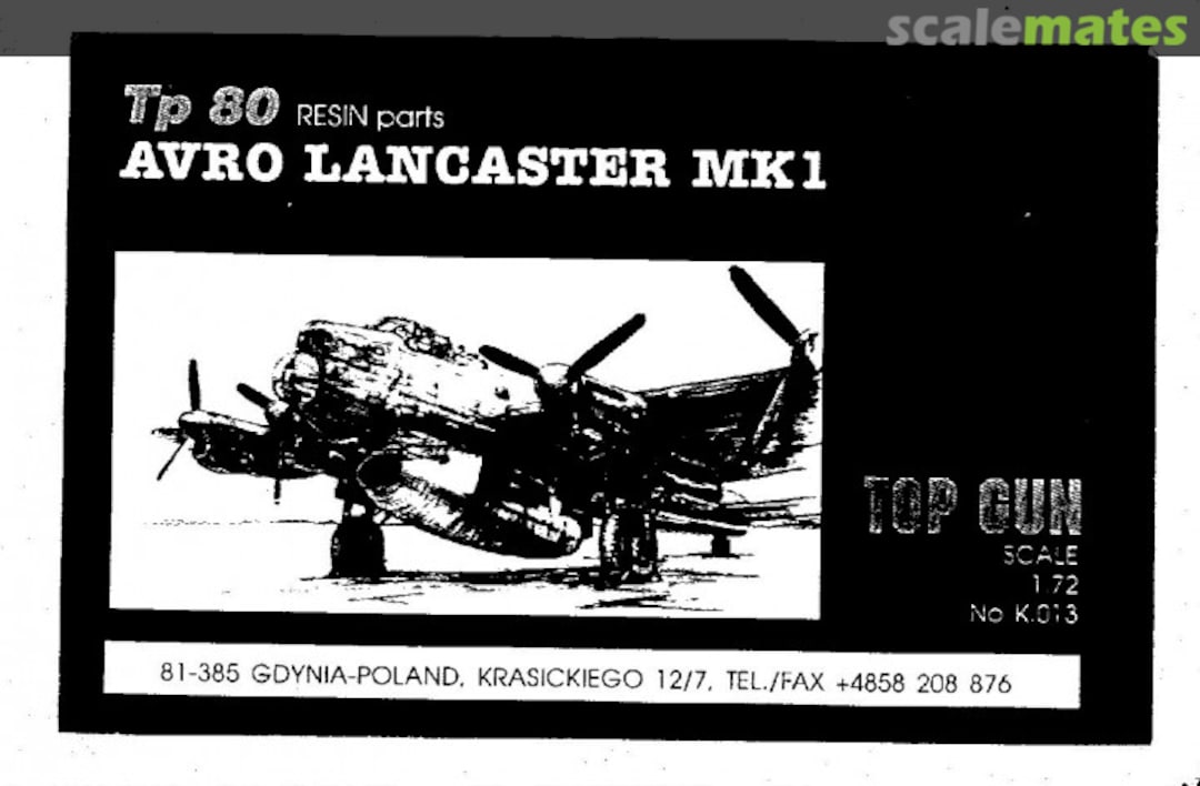 Boxart Avro Lancaster Mk.1 K.013 Top Gun Model