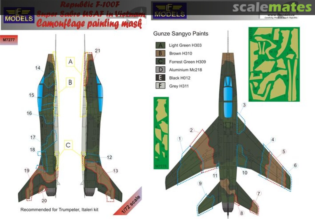 Boxart Republic F-100F Super Sabre USAF in Vietnam M7278 LF Models