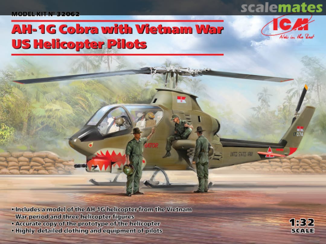 Boxart AH-1G with Vietnam War US Helicopter Pilots 32062 ICM