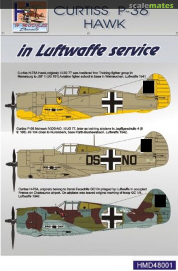 Boxart Curtiss P-36 Hawk HMD48001 H-Models Decals