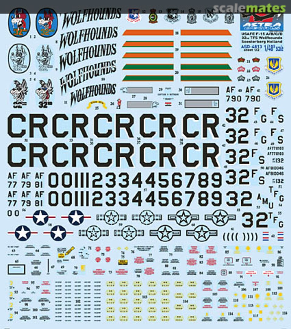 Boxart USAFE F-15A/B/C/D Wolfhounds Soesterberg ASD-4813 Astra Decals