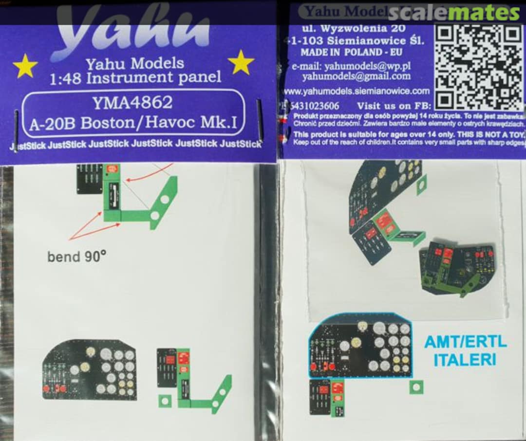 Boxart Instrumental Panel for A-20B Boston/Havoc Mk.I YMA4862 Yahu Models