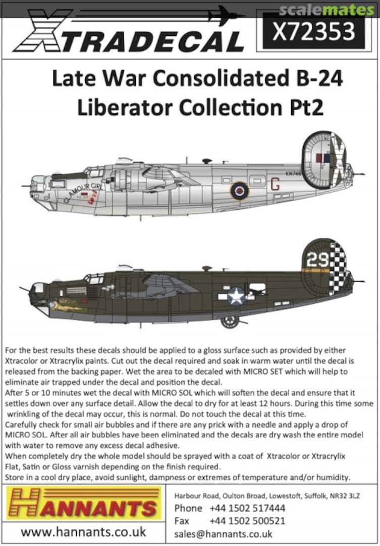 Boxart Late War Consolidated B-24 Liberator X72353 Xtradecal