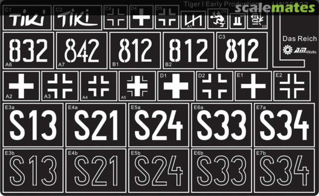 Boxart Paint Template for Tiger I Early 2nd SS Panzer Div Das Reich LW35033 Alliance Model Works