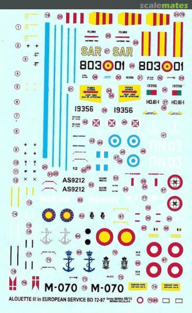 Boxart Sud Aviation Alouette III European Air Forces BD 72-97 Berna Decals