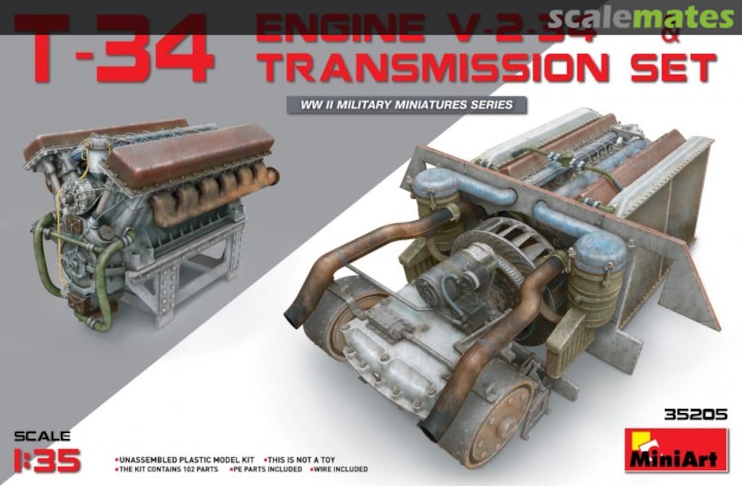 Boxart T-34 Engine V-2-34 & Transmission Set 35205 MiniArt