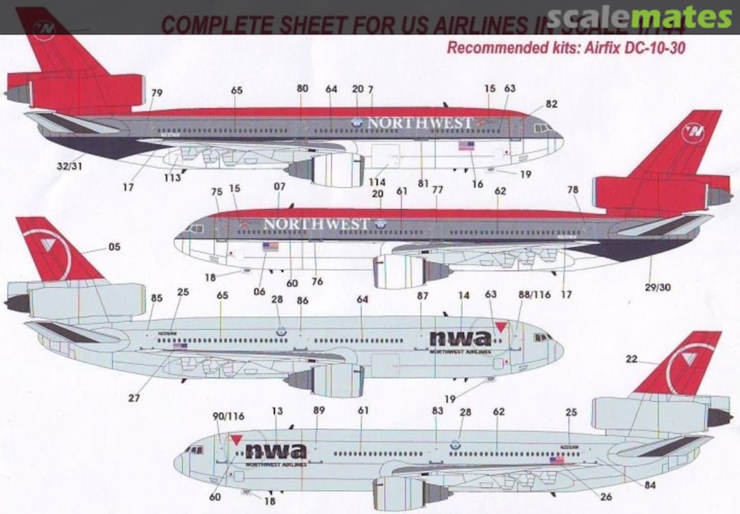 Boxart US Airlines Douglas DC-10-30 BD144-456 Brasil Decals