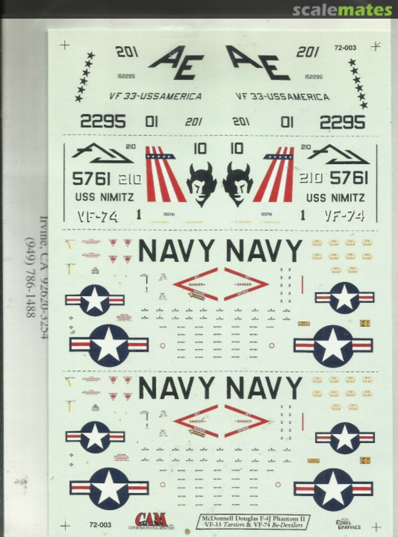 Boxart F-4J Phantom II VF-33 Tarsiers & VF-74 Be-Devilers 72-003 CAM