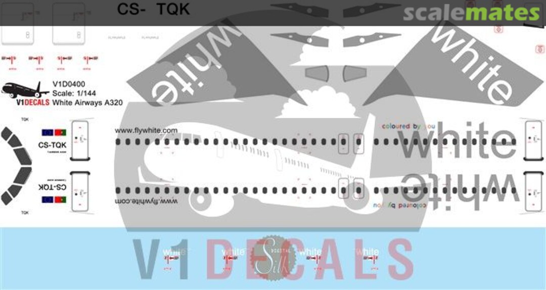 Boxart White Airways Airbus A320 V1D0400-144 V1 Decals