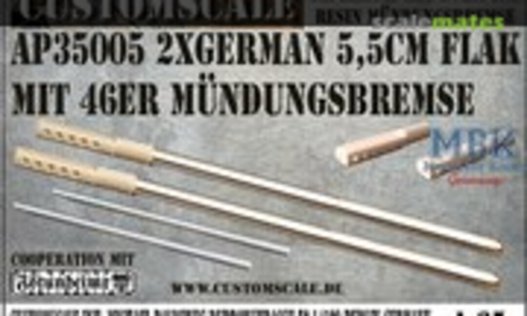 German double 5,5cm ('46 muzzle brake) Alu Barrels (Custom-Scale AP35005)