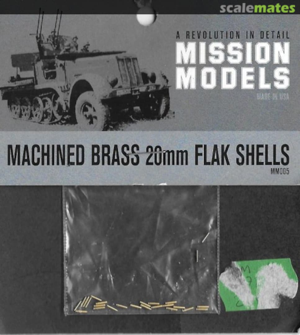 Boxart Machined Brass 20mm FLAK Shells MM005 Mission Models