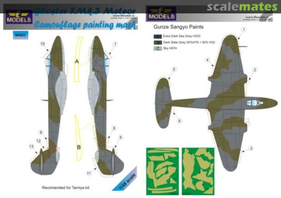 Boxart Gloster F.Mk.3 Meteor Camouflage Painting Mask M4853 LF Models