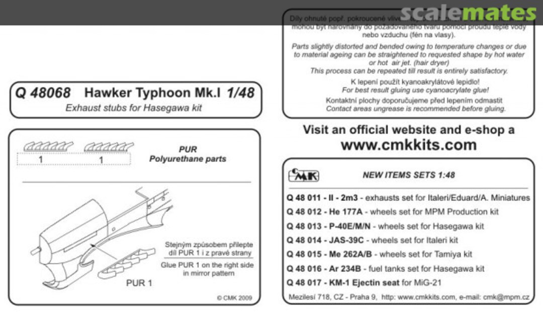 Boxart Hawker Typhoon Mk.I exhaust stacks Q48068 CMK
