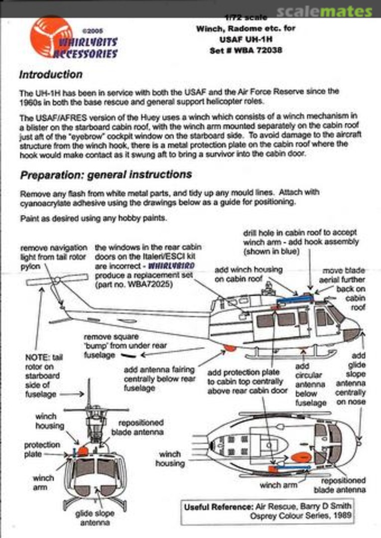 Boxart Bell HH-1H Huey detail set WBA72038 Whirlybits