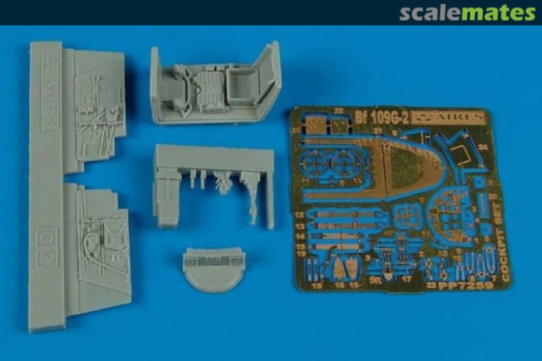 Boxart Messerschmitt Bf 109G-2 cockpit set 7259 Aires