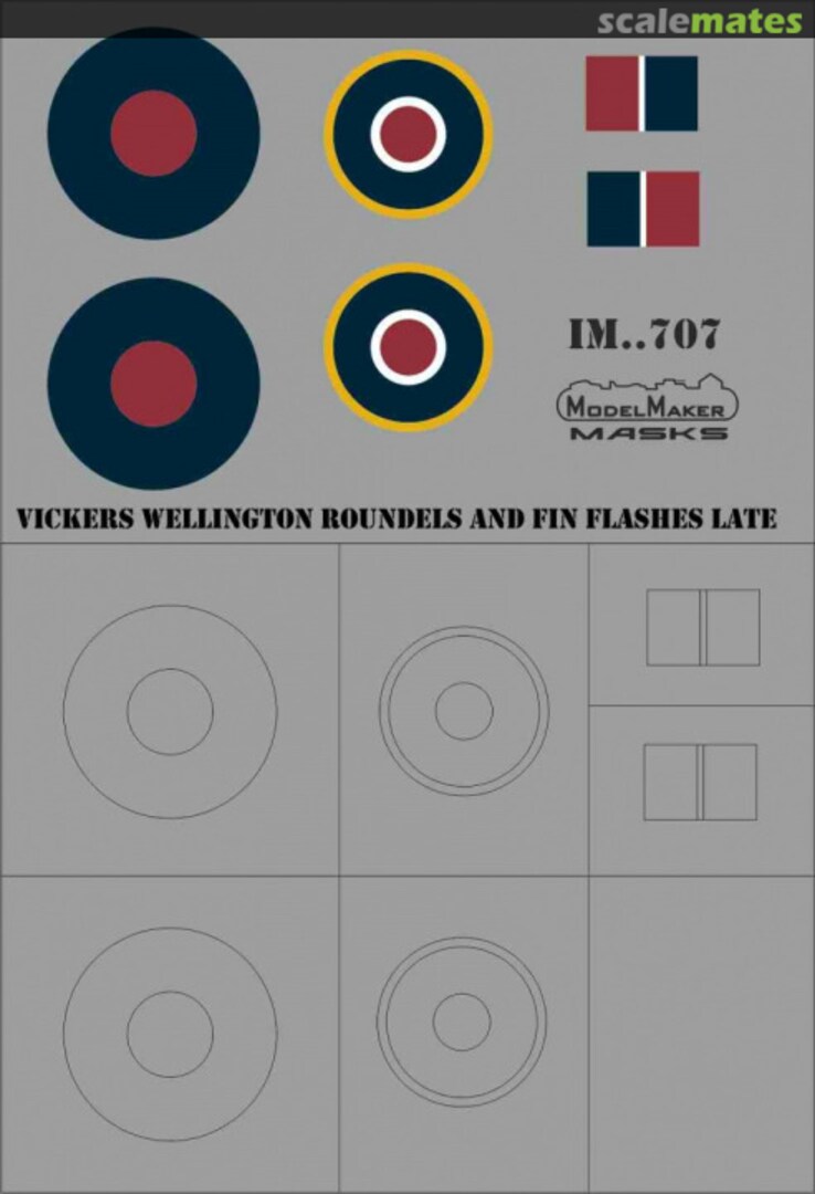 Contents Vickers Wellington - Roundels and Fin Flashes (Late) IM72707 ModelMaker