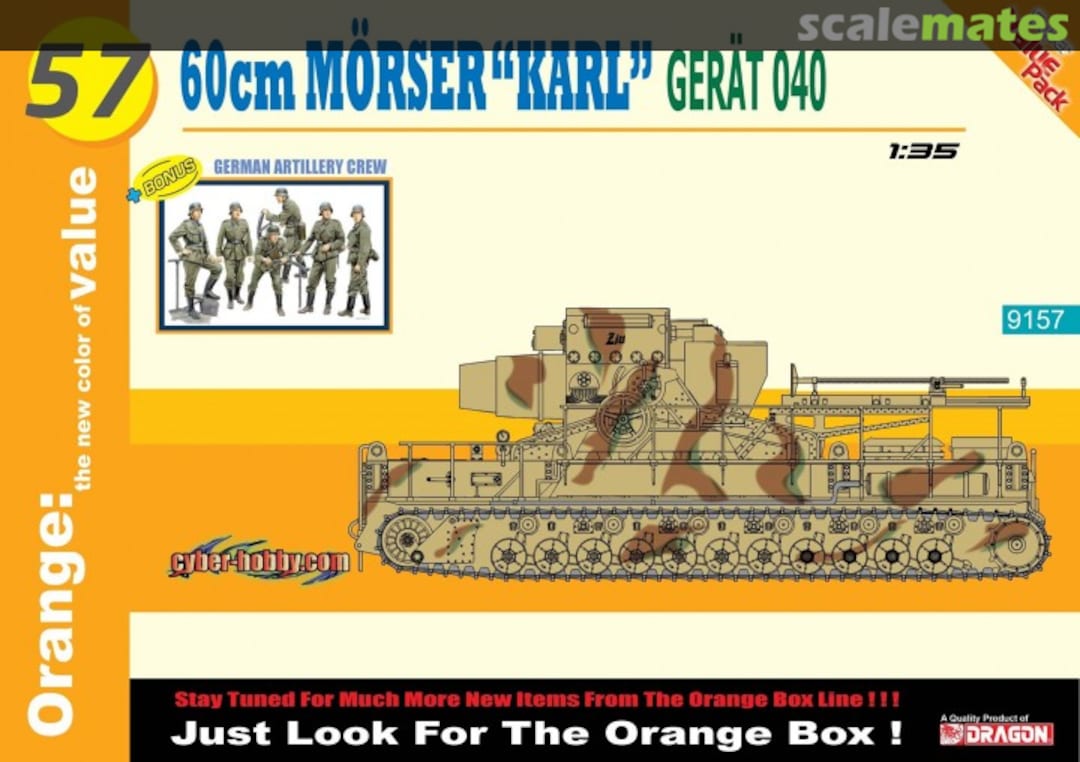 Boxart German Super-Heavy Self-Propelled Mortar 60cm Mörser Karl Gerät 040 9157 Cyber Hobby