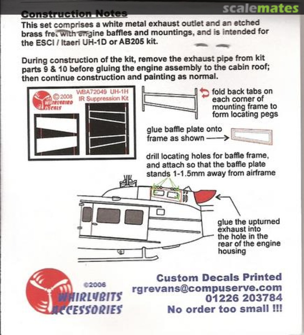 Boxart Bell UH-1H Huey IR suppression kit WBA72049 Whirlybits