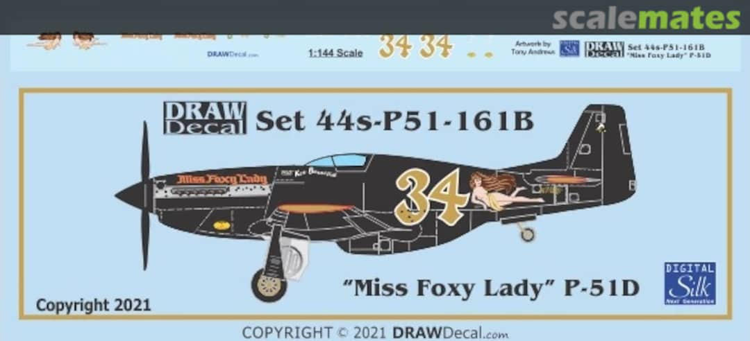 Boxart “Miss Foxy Lady” Black P-51D 44-P51-161 Draw Decal