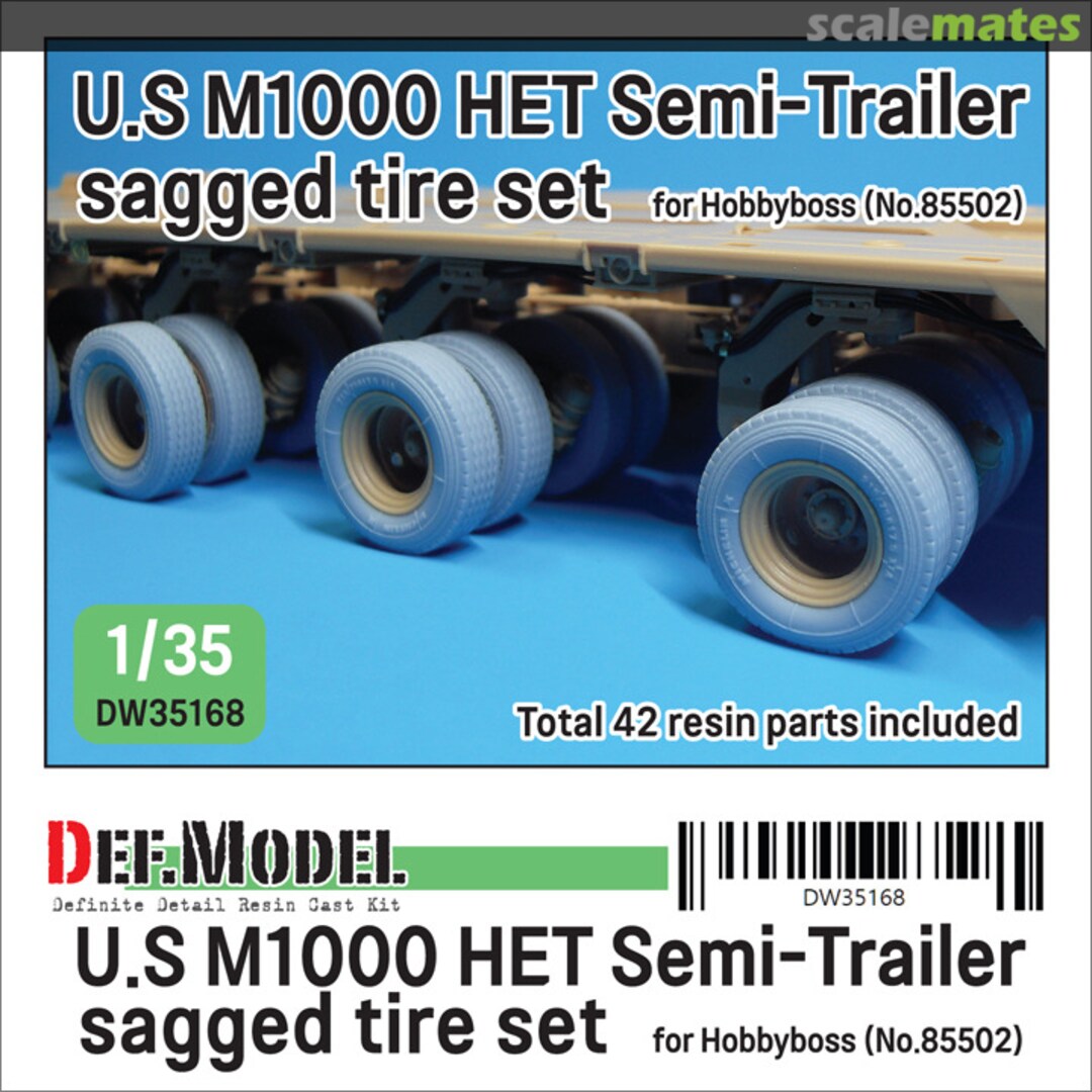 Boxart US M1000 HET Semi-Trailer Sagged Tire Set DW35168 Def.Model