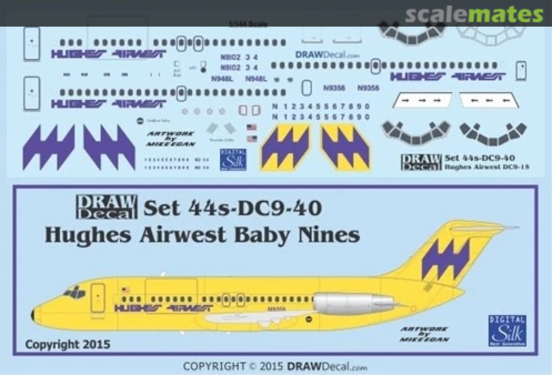 Boxart Hughes Airwest DC-9-15s 44-DC9-40 Draw Decal