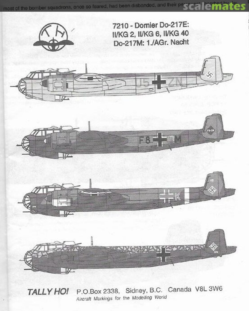 Contents Dornier Do 217E 7210 Tally Ho! (Canada)