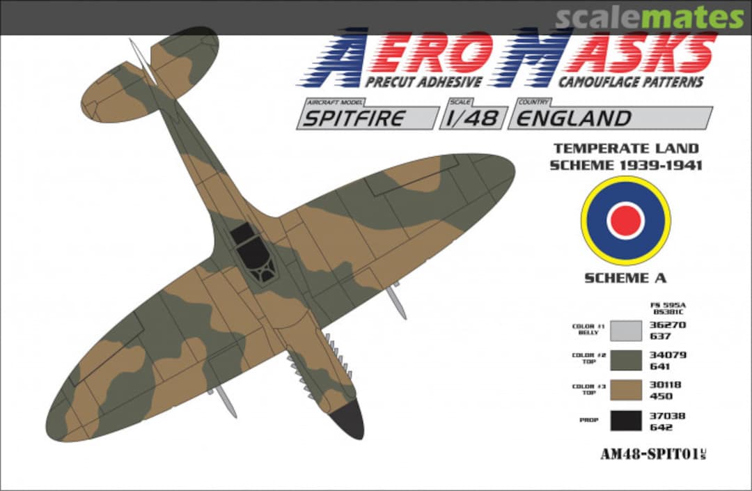 Boxart Spitfire England Temperate Land Scheme 1939-1941 Scheme A AM48-SPIT01 AeroMasks