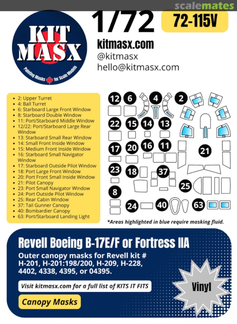 Boxart B-17E 72-115T Kit Masx