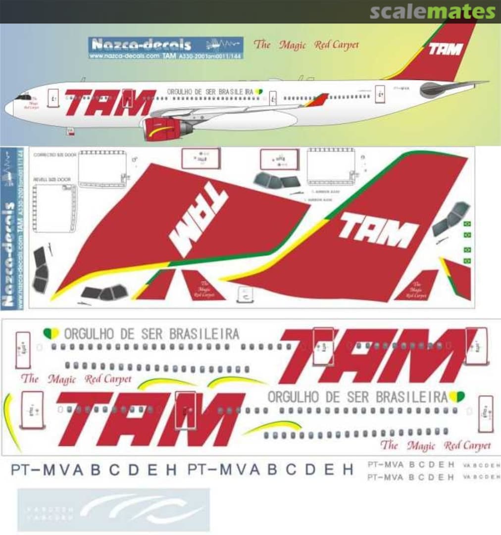 Boxart Airbus A330-203, A330-223 TAM001 Nazca decals