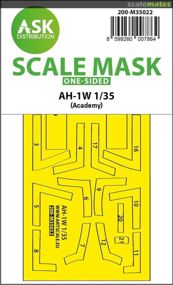 Boxart AH-1W one-sided express fit painting mask for Academy 200-M35022 ASK