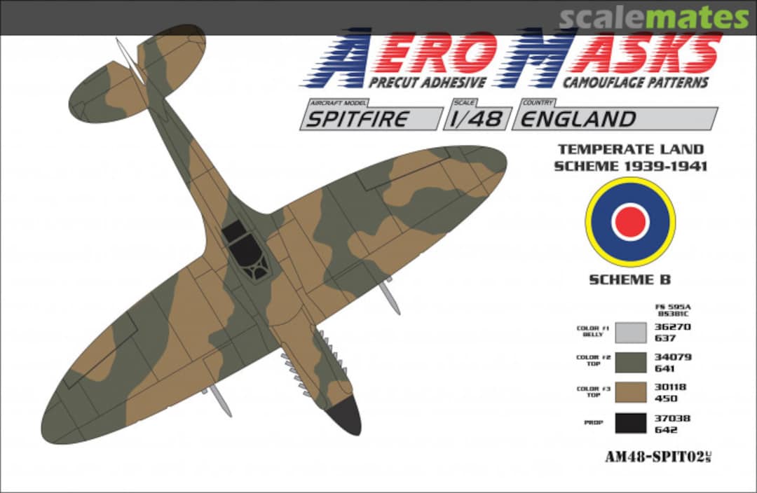 Boxart Spitfire England Temperate Land Scheme 1939-1941 Scheme B AM48-SPIT02 AeroMasks