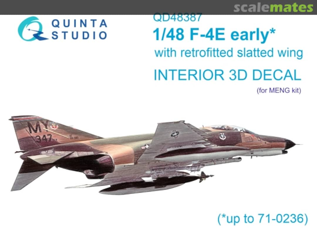 Boxart F-4E Early with Retrofitted Slatted Wing interior 3D decals (up to 71-0236) QD48387 Quinta Studio