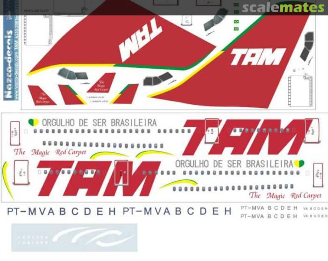 Boxart Airbus A330-203, A330-223 TAM002 Nazca decals