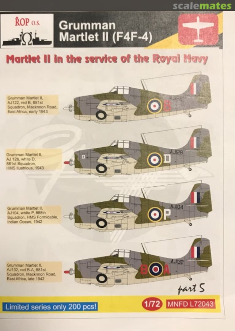 Boxart Grumman Martlet II (F4F-4) MNFD L72043 ROP o.s. Samek Models