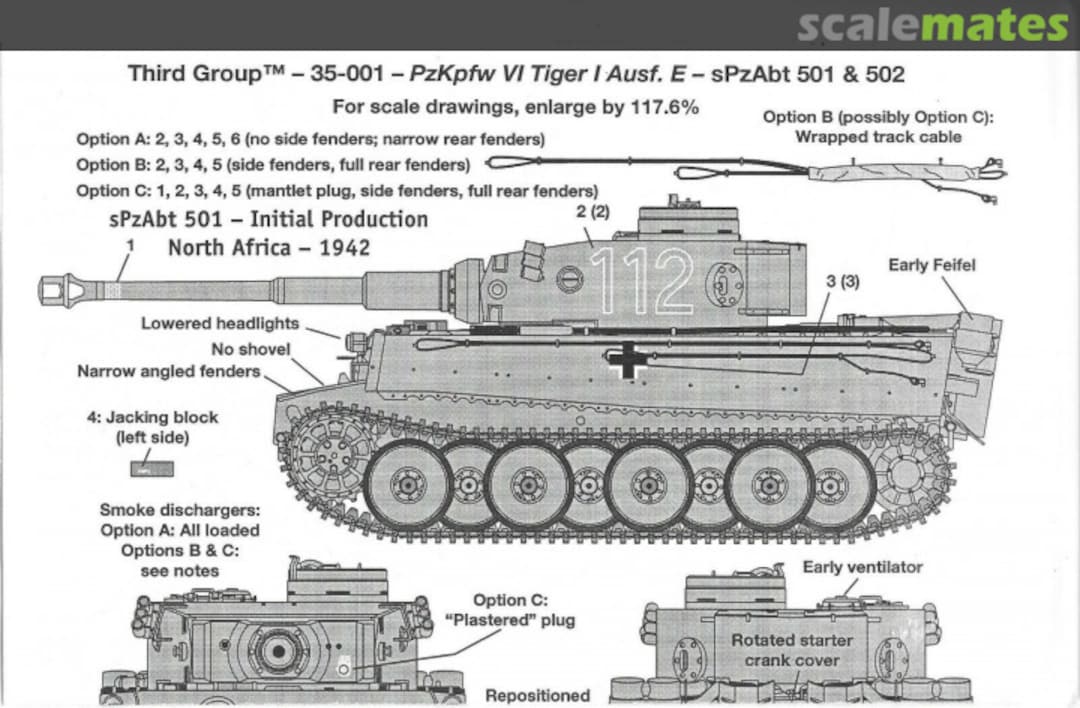 Boxart Panzerkampfwagen VI Tiger I (#1) Ausf. E 35-001 Third Group Decals