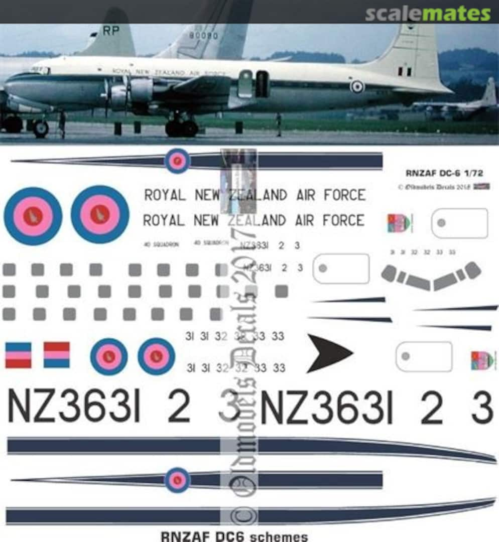 Boxart RNZAF DC6 schemes OMD0220 Oldmodels Decals