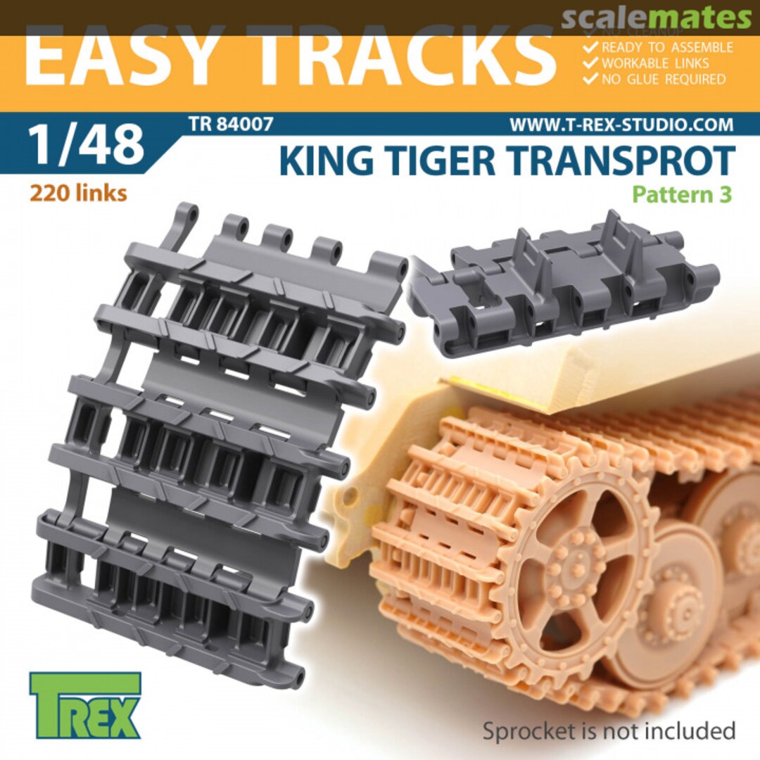 Boxart WW.II German King Tiger Rail Transport Track Pattern 3 TR84007 T-Rex Studio