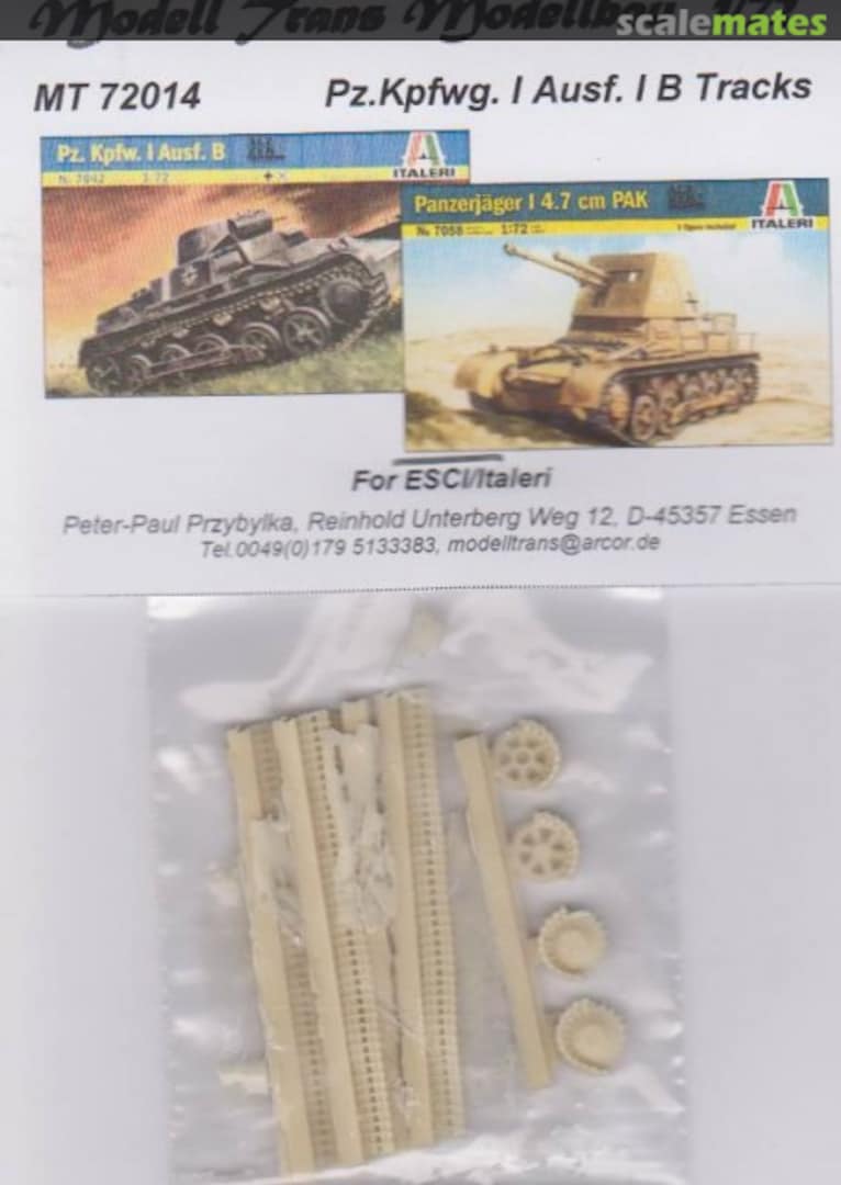 Boxart Pz.Kpfwg. I Ausf. I B Tracks MT 72014 Modell Trans Modellbau