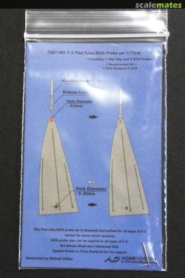 Boxart F-2 Pitot tube/AOA Probe set 72011M1 HobbyDecal