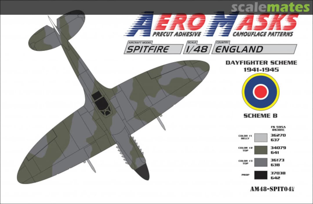 Boxart Spitfire England Dayfighter Scheme 1941-1945 Scheme B AM48-SPIT04 AeroMasks