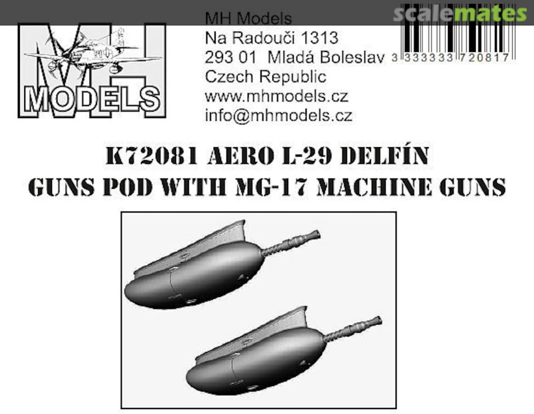 Boxart Aero L-29 Delfin Gun Pod with MG-17 Machine Guns K72081 MH Models