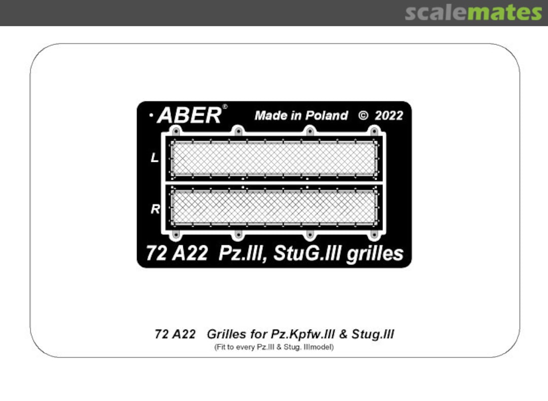 Boxart Grilles for Pz.Kpfw.III & StuG.III 72A22 Aber