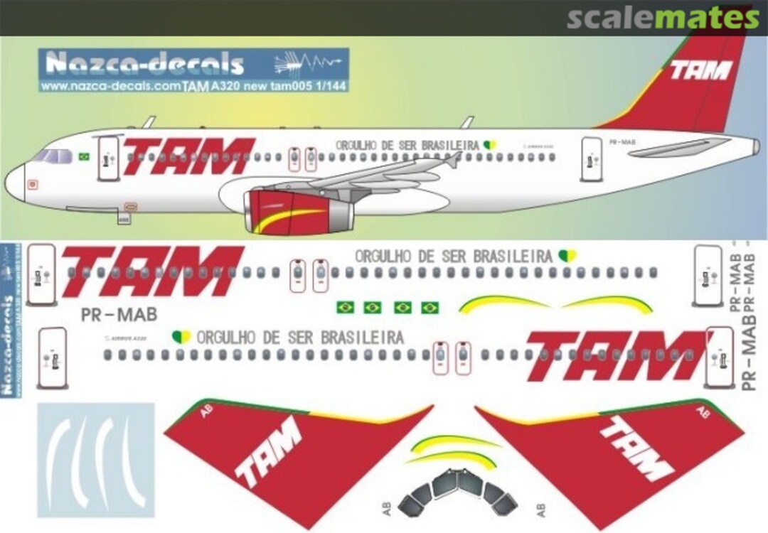 Boxart Airbus A320 TAM005 Nazca decals