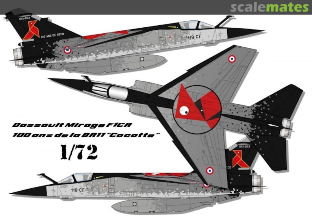 Boxart Mirage F1CR 100 ans de la BR11 "la Cocotte" P_72-25 FFSMC Productions