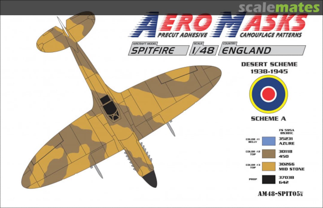 Boxart Spitfire England Desert Scheme 1938-1945 Scheme A AM48-SPIT05 AeroMasks