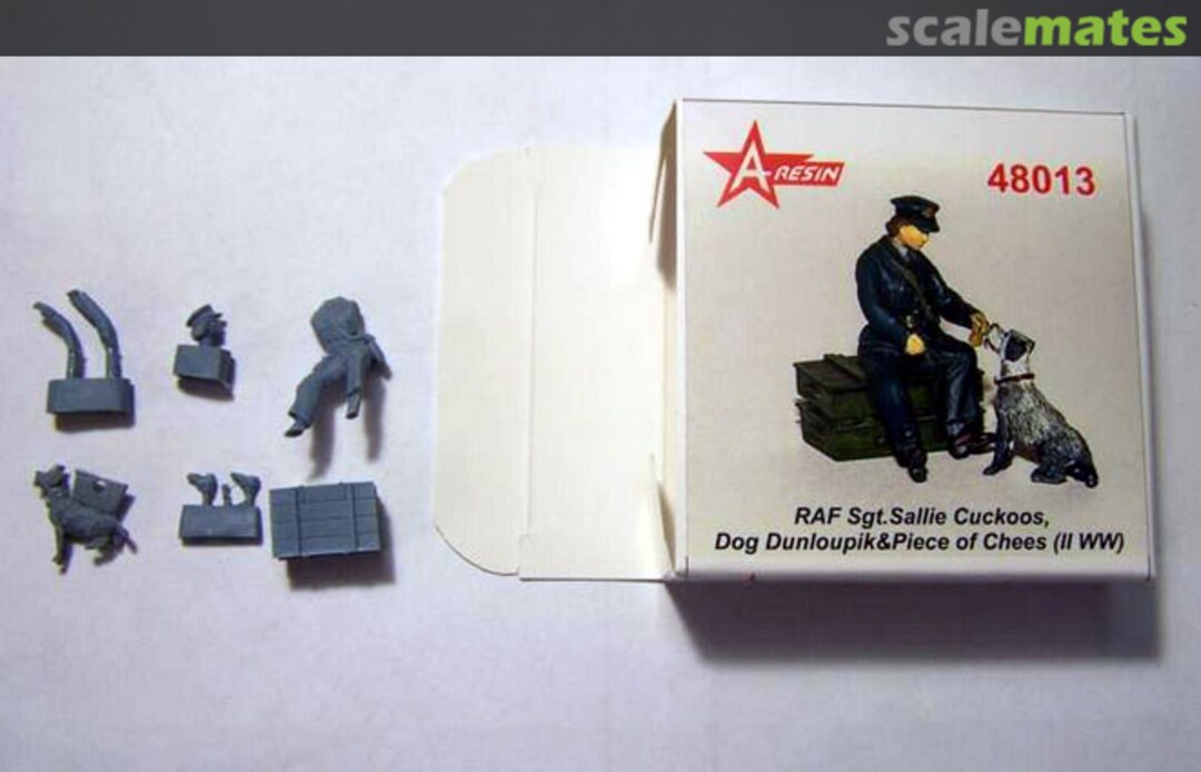 Boxart RAF Sgt. Sallie Cuckoos, dog Dunlopik & Piece of Chees (II WW) 48013 A-Resin