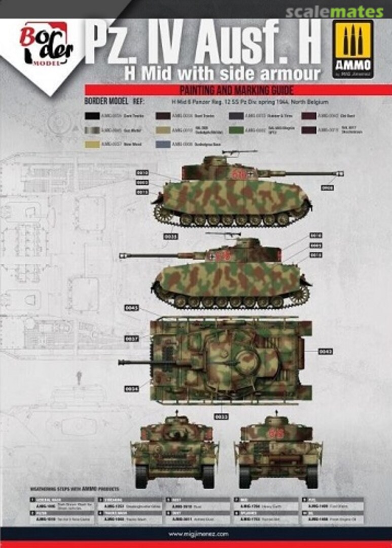 Boxart Pz.Kpfw. IV Ausf. H Mid Production Type Painting and Marking Guide 5th Company, 2nd Bat. 29th Reg. 12th Pz Div BD0108 Border Model