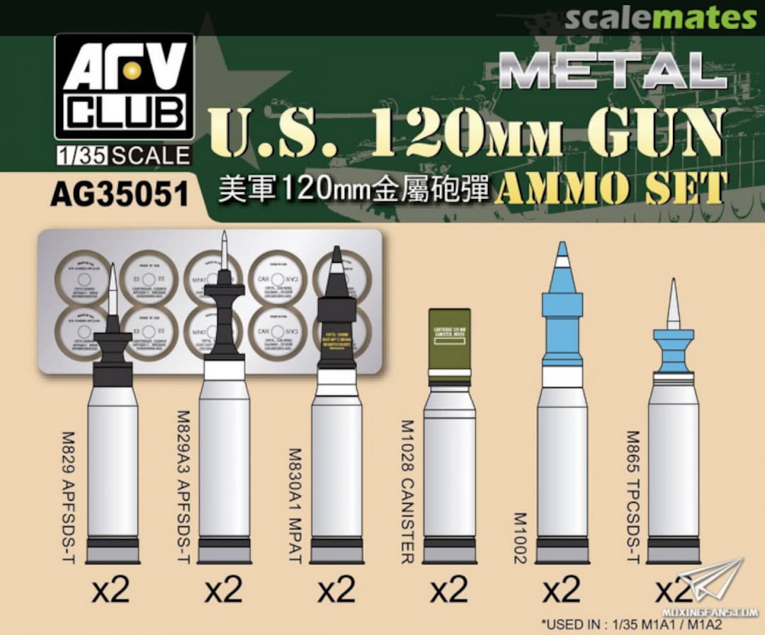 Boxart 120mm Gun AMMO Set AG35051 AFV Club