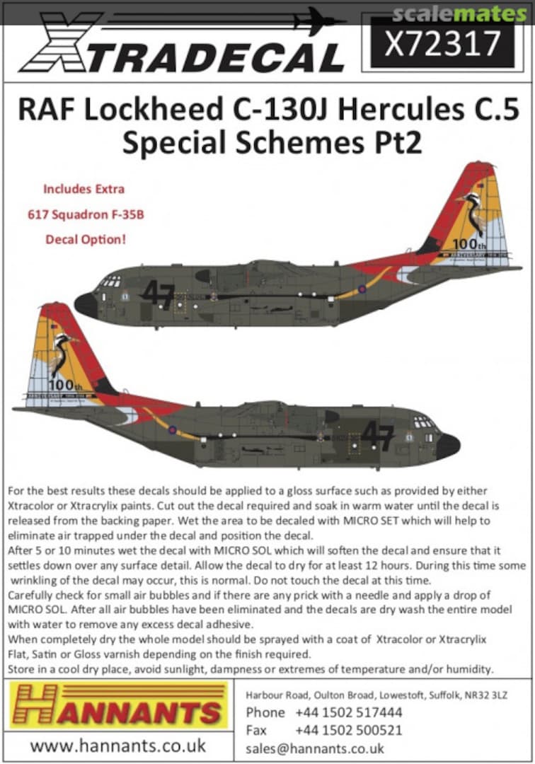 Boxart RAF Lockheed C-130J Hercules C.5 Special Schemes Pt2 X72317 Xtradecal